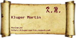 Kluger Martin névjegykártya